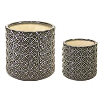 Gray Geometric Pattern Ceramic Pot Set