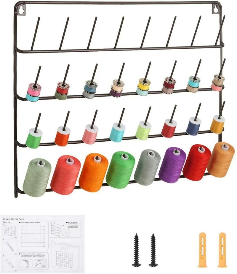 HAITARL® Brown 32-Spool Wall-Mounted Sewing Thread Rack
