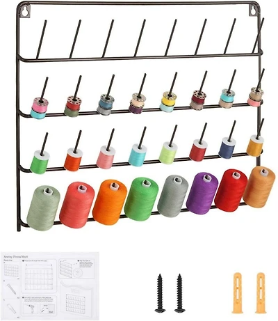 HAITARL® Brown 32-Spool Wall-Mounted Sewing Thread Rack