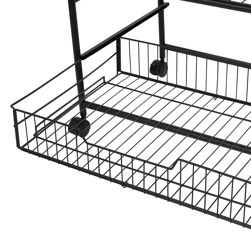 Honey Can Do Black/Walnut 3-Tier Rolling Cart