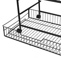 Honey Can Do Black/Walnut 3-Tier Rolling Cart