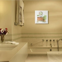 Stupell Industries Home Interior Bathroom Vanity Cabinets Blue Brown Painting Canvas Wall Art