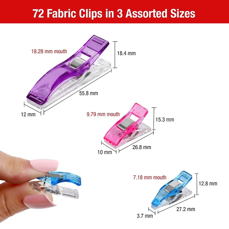 SINGER® Mixed Fabric Clips for Crafts, Sewing & Quilting, 72ct.