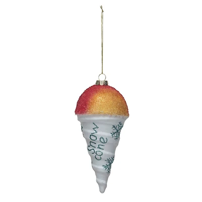 Hello Honey® 5.25" Decorative Glass Snow Cone Ornament with Snowflakes & Glitter
