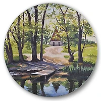 Designart - Mysterious House By The River In The Woods