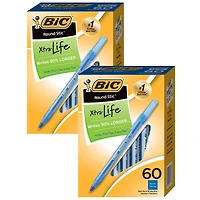 BIC® Round Stic® Xtra Life Blue Ball Pen, 2 packs of 60