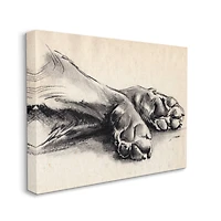 Stupell Industries Dog Paw Charcoal Design Minimal Tan Black Canvas Wall Art