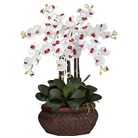 2.5ft. Moth Orchid Silk Flower Arrangement in Woven Planter