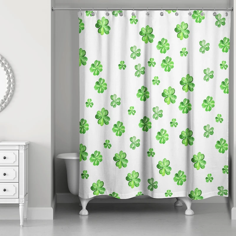 Painterly Shamrock Pattern 71" x 74" Shower Curtain