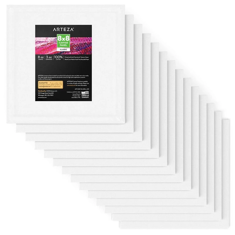 Arteza® 8" x 8" White Canvas Panels, 14ct.