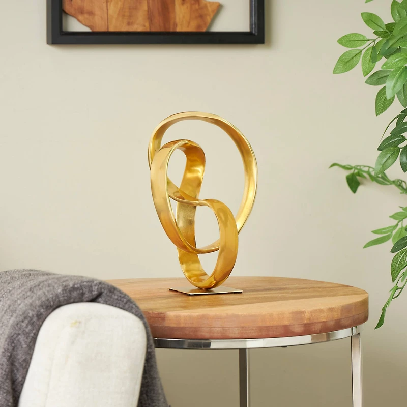 11" Gold Aluminum Abstract Sculpture