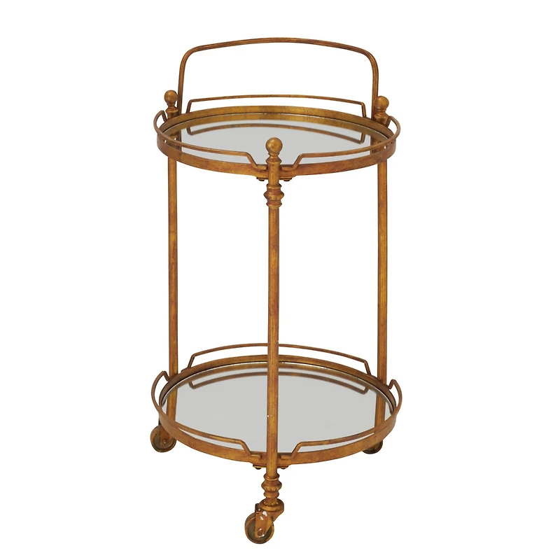 Brass Iron Bar Cart, 31" x 19" x 18"