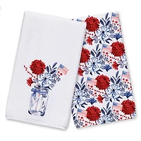 Mason Jar Patriotic Florals Tea Towel Set