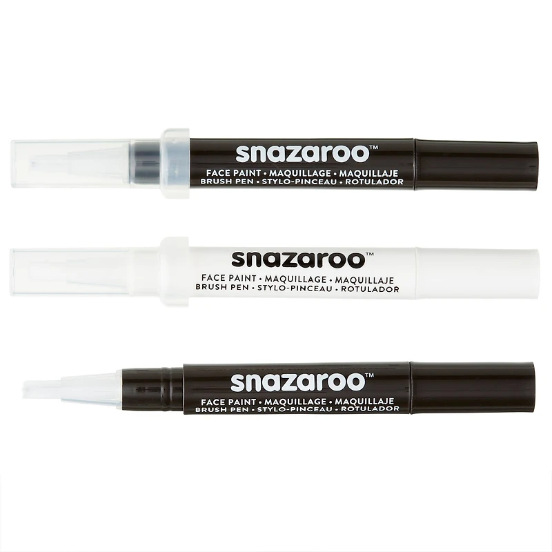 12 Packs: 3 ct. (36 total) Snazaroo™ Face Paint Brush Pen, Monochrome