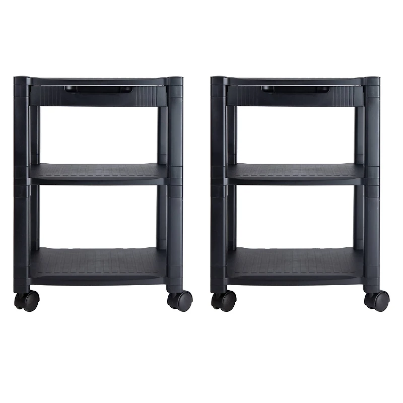 Mind Reader Anchor Collection Black 3-Tier Mobile Printer Cart, 2ct.
