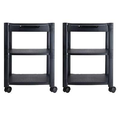 Mind Reader Anchor Collection Black 3-Tier Mobile Printer Cart, 2ct.