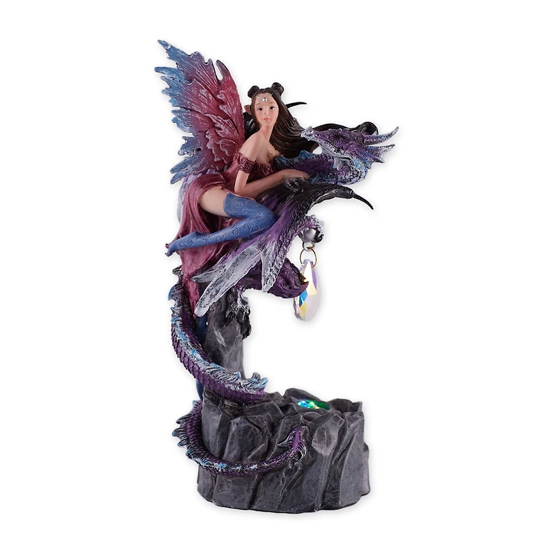 Light Up Dark Fairy and Dragon Figurine 4.5" x 4" x 7.75