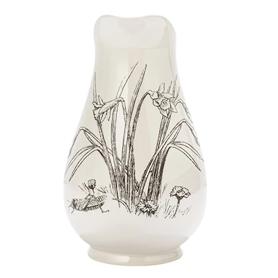 Hello Honey® 2qt. White & Charcoal Flower Design Stoneware Pitcher