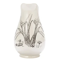 Hello Honey® 2qt. White & Charcoal Flower Design Stoneware Pitcher