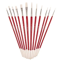 Hello, Artist! Long Handle White Taklon Flats & Rounds 12 Piece Brush Set