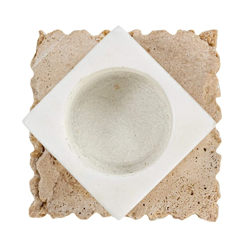 Hello Honey® 3.25" Decorative Marble & Travertine Candle Holder