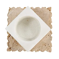 Hello Honey® 3.25" Decorative Marble & Travertine Candle Holder