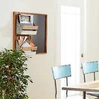 28" Brown Wood Farmhouse Magazine Rack Holder