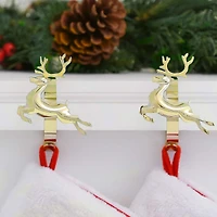 Original MantleClip® Gold Reindeer Icons Stocking Holders, 2ct.