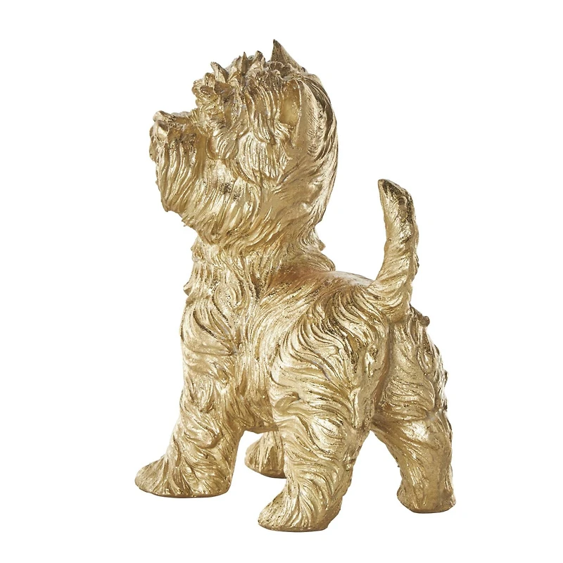 Gold Sitting & Standing Dogs Polystone Sculpture Set