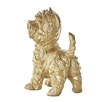 Gold Sitting & Standing Dogs Polystone Sculpture Set