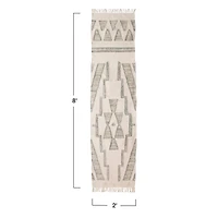 Hello Honey® Green & Cream Cotton & Wool Kilim Floor Runner, 8ft. x 2ft.