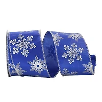 Reliant 2.5" x 10yd. Lame Snowflakes Royal Wired Ribbon