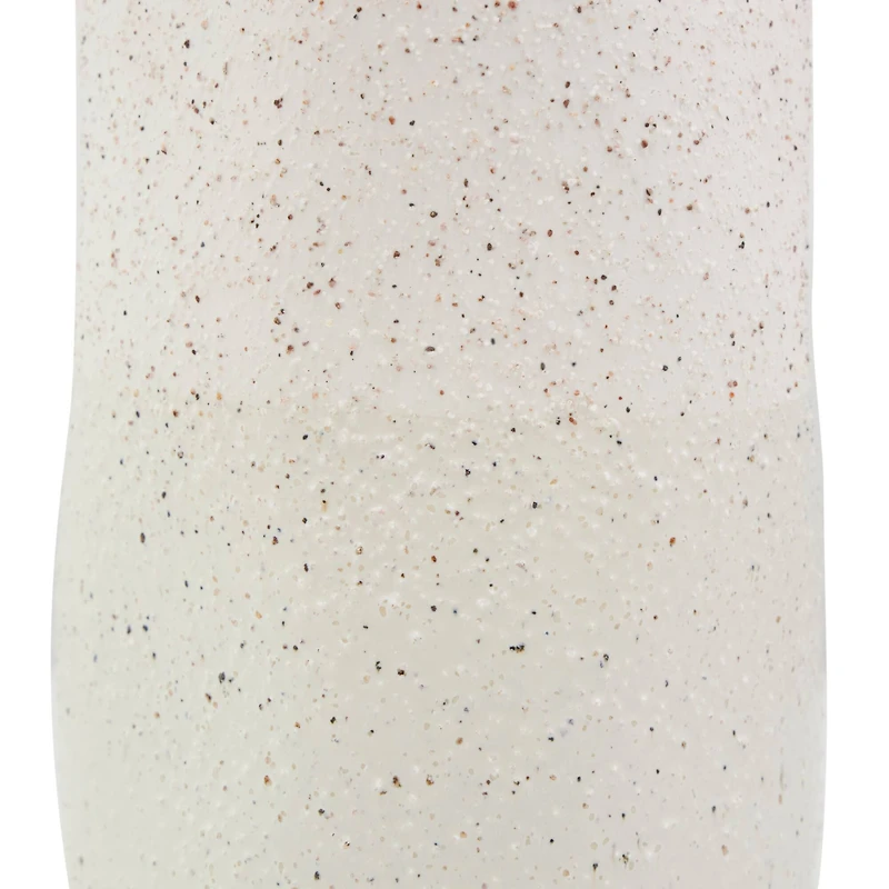 16" Cream Ceramic Abstract Wavy Vase with Textured Speckled Detailing