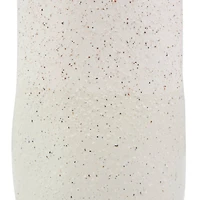 16" Cream Ceramic Abstract Wavy Vase with Textured Speckled Detailing