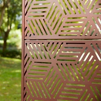 Glitzhome® 6ft. Brown Galvanized Steel Geometric Pattern Privacy Screen Fence Panel & Room Divider