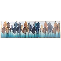 CosmoLiving by Cosmopolitan Blue Porcelain Leaf Framed Wall Art with Gold Aluminum Frame 71" x 2" x 20"