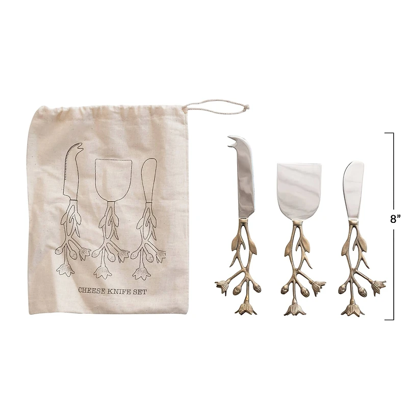 Hello Honey® Stainless Steel & Brass Cheese Knives, 3ct.