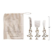 Hello Honey® Stainless Steel & Brass Cheese Knives, 3ct.