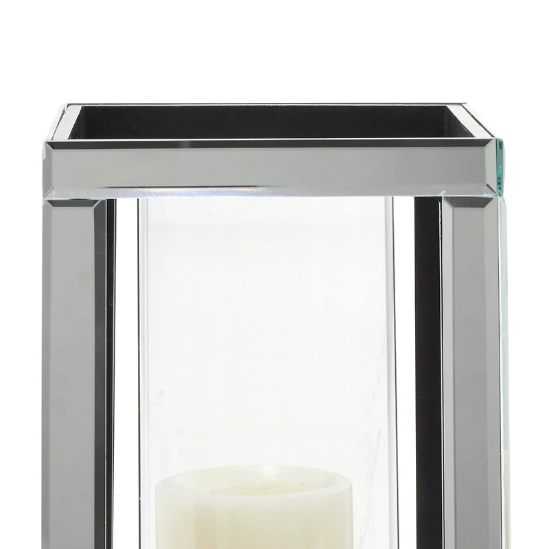 10" Silver Glass Glam Candle Holder