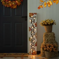 Glitzhome® 42" Fall Lighted Maple Leaves Wooden Porch Sign with Timer