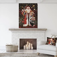 Designart Happy Santa Claus Christmas Print on Natural Pine Wood