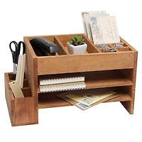 Elegant Designs Natural Wood Cubbies & Letter Tray Desk Organizer
