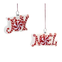 Peppermint Joy & Noel Glass Ornament Set