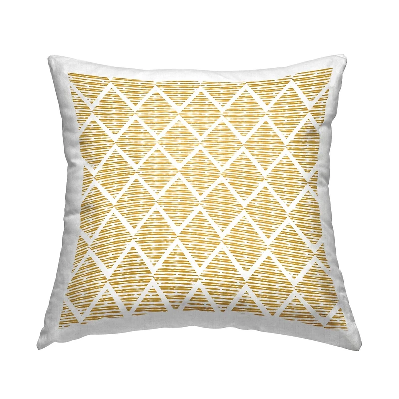 Stupell Industries Yellow Abstract Zigzag Diamond Pattern Throw Pillow, 18" x 18"