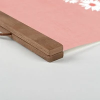 Daisy Heart Love Teak Hanging Canvas