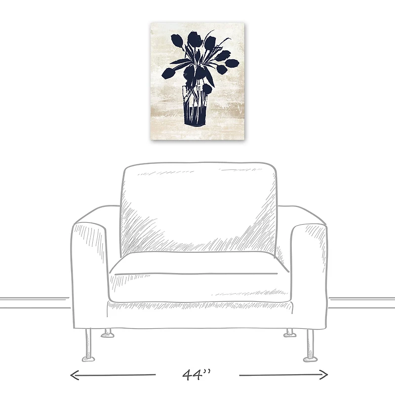 Navy Flower Vase 16" x 20" Canvas Wall Art