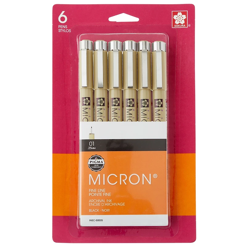 Pigma® Micron™ 01 Fine Line Black Pens, 6ct.