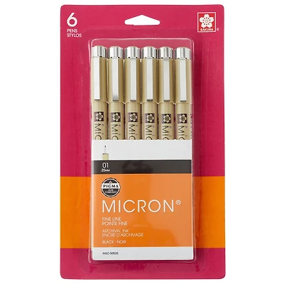 Pigma® Micron™ 01 Fine Line Black Pens, 6ct.