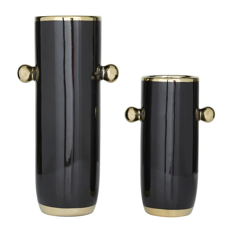 The Novogratz Black Stoneware Modern Abstract Vase,