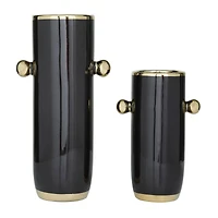 The Novogratz Black Stoneware Modern Abstract Vase,